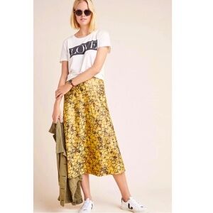 Anthropologie Current Air Harmony Metallic Snake Print Midi Skirt Sz XS